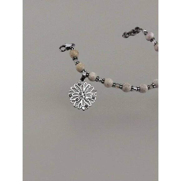 Brighton Silver Beaded Charm Bracelet Beautiful Tan Beads. - Picture 4 of 6